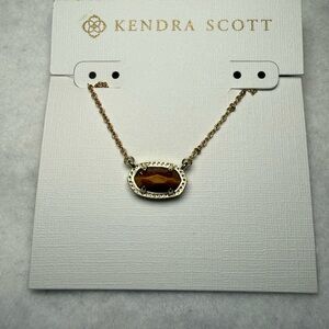 Kendra Scott Ember Gold PendantNecklace in Brown Tigers Eye